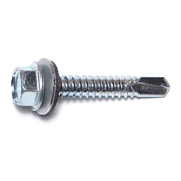 Midwest Fastener Self-Drilling Screw, #14 x 1-1/2 in, Zinc Plated Steel Hex Head Hex Drive, 100 PK 03347